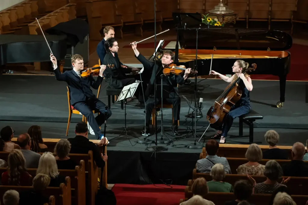 Konzert 08.09. – v.l.n.r. Sebastian Bohren, Georgijs Osokins, Timothy Ridout, Luka Coetzee